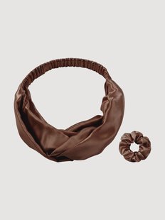 Haaraccessoireset Braun van 22 momme 6A premium moerbeizijde satijn, 2-delig