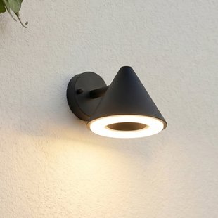 Soran LED buiten wandlamp, metaal, hoogte 12 cm, zwart, IP44 - Lindby - Modern - 1 lamp