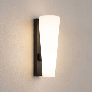 Jovra LED buiten wandlamp, zwart, hoogte 32 cm - Lucande - Modern - Glas - 1 lamp