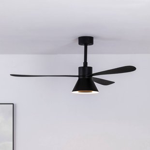 FARO BARCELONA LED plafondventilator Amelia Cone L, zwart, stil, 132 cm