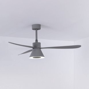 FARO BARCELONA LED plafondventilator Amelia Cone L, grijs, gelijkstroom, stil, 132 cm