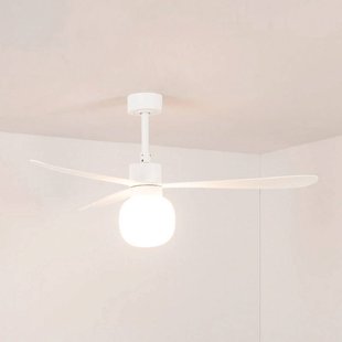 FARO BARCELONA LED plafondventilator Amelia Ball L, wit, gelijkstroom, stil, 132 cm