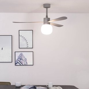 FARO BARCELONA LED plafondventilator Amelia Ball L, grijs, DC, stil, 132 cm