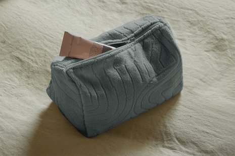 Yumeko Toilettas velours pebble blue 100% biologisch katoen, velours