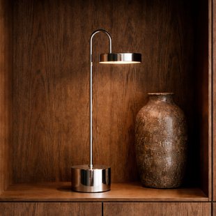 MOOVELIGHT LED tafellamp met oplaadbare batterij, chroom, 35 cm - Dyberg Larsen - Woonkamer - Designer - Metaal - 1 lamp