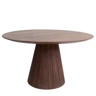 Giga Meubel Eettafel Salvador Rond - Mangohout - Donkerbruin - 130x130x76cm