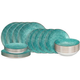 Cookinglife Serviesset Denim Bali Porselein 24-delig / 8 personen - 8 dinerborden, 8 ontbijtborden en 8 diepe borden
