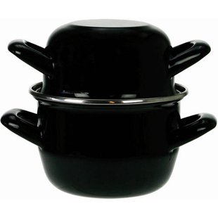 Cosy & Trendy Mosselpan - Emaille - Inductie geschikt - Zwart - ø 24 cm / 4 liter - geëmailleerde anti-aanbaklaag