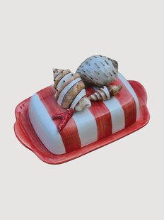 Handbeschilderde botervloot Shell
