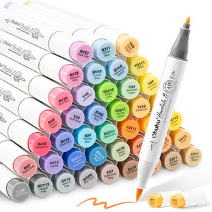 Ohuhu Honolulu B 48 Mid Tone kleuren Alcohol Art Markers Brush & Fine