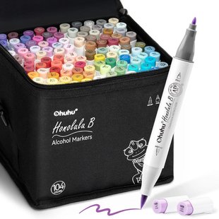 Ohuhu Honolulu B 104 kleuren Alcohol Art Markers Brush & Fine