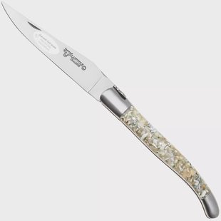 Laguiole en Aubrac L0212IIFFCQB, Sandvik 12C27, Green Turbo Shell zakmes, 12 cm