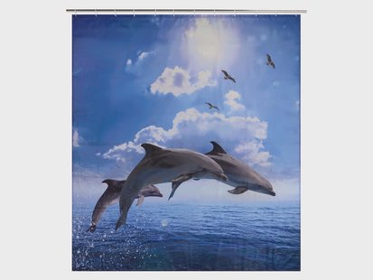 LIVARNO Douchegordijn, 180 x 200 cm (Dolfijnen)