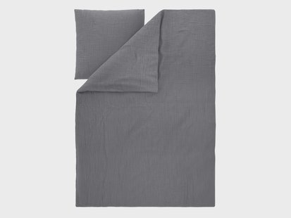 LIVARNO Premium mousseline beddengoed, 140 x 200 cm. (Donkergrijs)