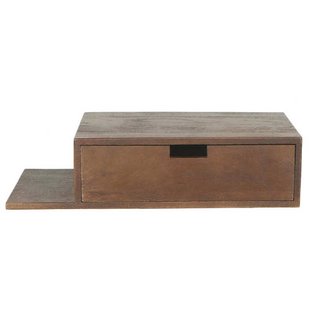 Giga Meubel Nachtkastje Niek - Zwevend Donkerbruin Plankje Links - 65cm