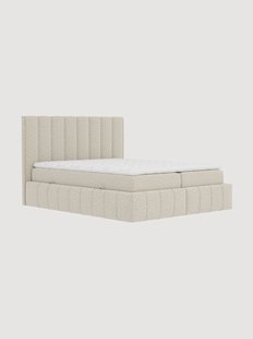 Handgemaakt boucl&eacute; divan bed Moretti met opbergruimte, H4
