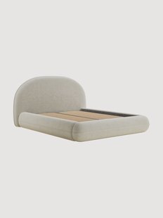 Handgemaakt chenille gestoffeerd bed Koji met opbergruimte