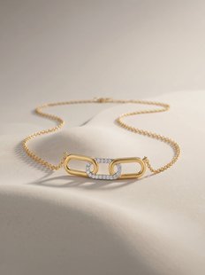 Vergulde ketting Remy van 925 zilver met zirkonia