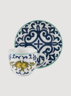 Porseleinen koffiekopjes Amalfi met schoteltjes, 12-delig