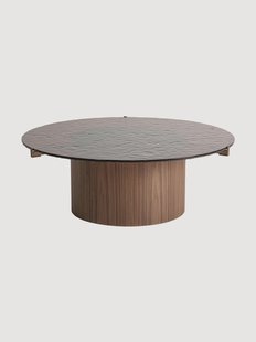 Ronde houten salontafel Giswil met glazen blad
