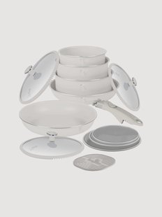Kookset Sahara Marble van aluminium met antiaanbaklaag, 13-delig