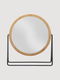 Ronde make-upspiegel Circle met bamboe lijst en vergroting