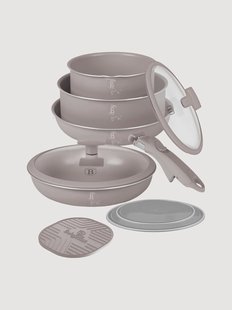 Kookset Taupe van aluminium met antiaanbaklaag, 10-delig