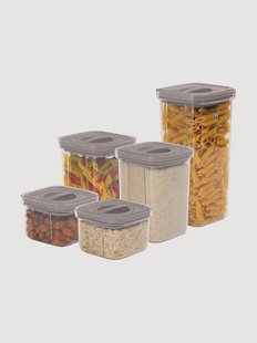 Opbergpotten Set Taupe, 5-delig