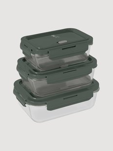 Voedselcontainers Matte Green, 3-delig