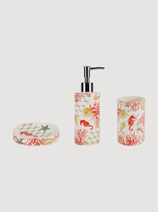 Badkameraccessoires Coral van keramiek, 3-delig