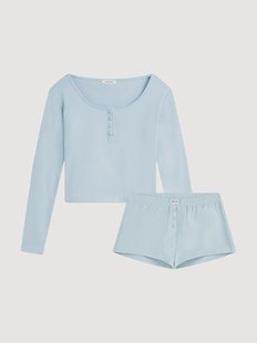 Katoenen damespyjama Henley