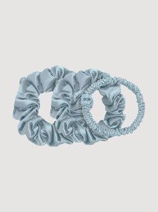 Zijden scrunchies Light Blue, 3-delig