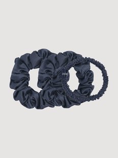 Zijden scrunchies Dark Blue, 3-delig