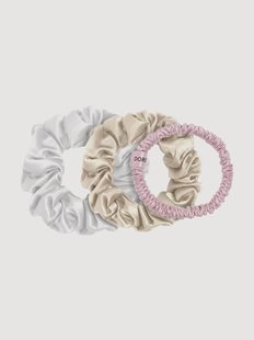 Zijden scrunchies Champagne, 3-delig