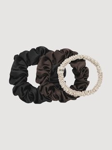 Zijden scrunchies Champagne, 3-delig