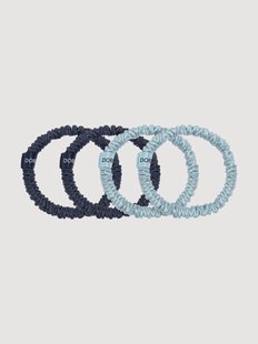 Zijden scrunchies Dark Blue &amp; Light Blue, 4-delig
