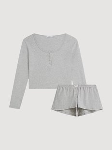 Katoenen damespyjama Henley