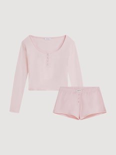 Katoenen damespyjama Henley