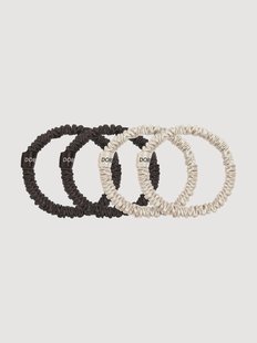 Zijden scrunchies Champagne, 4-delig