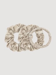 Zijden scrunchies Champagne, 3-delig