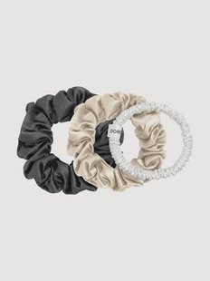 Zijden scrunchies Charcoal, 3-delig