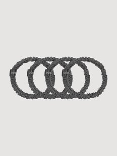 Zijden scrunchies Charcoal, 4-delig