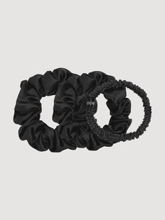 Zijden scrunchies Black, 3-delig