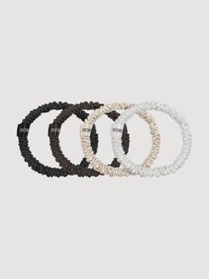 Zijden scrunchies Champagne, 4-delig