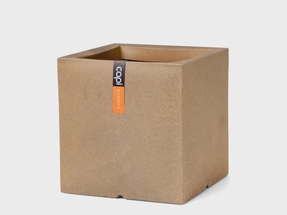 CAPI EUROPE Bloempot Smooth, vierkant (30 x 30 x 30 cm, Beige)