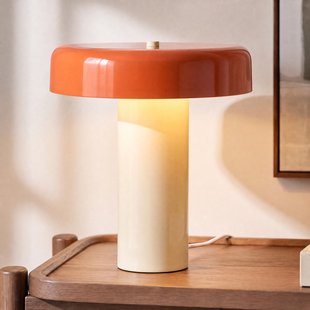 Tafellamp, 33 cm, oranje/beige, 2 x E14, metaal - Nola Dionne - Woonkamer - Modern - Mushroom