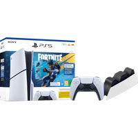 PlayStation 5 Slim Disc Edition Fortnite bundel + Extra Controller Wit + Oplaadstation