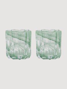 Waxinelichthouders Curl van glas, 2-delig