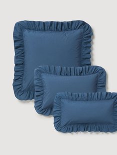 Gewassen katoenen perkal kussensloop Louane met ruches