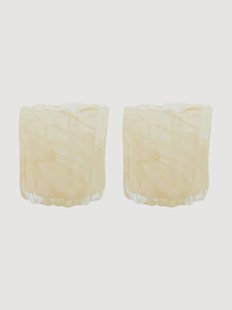 Waxinelichthouders Curl van glas, 2-delig